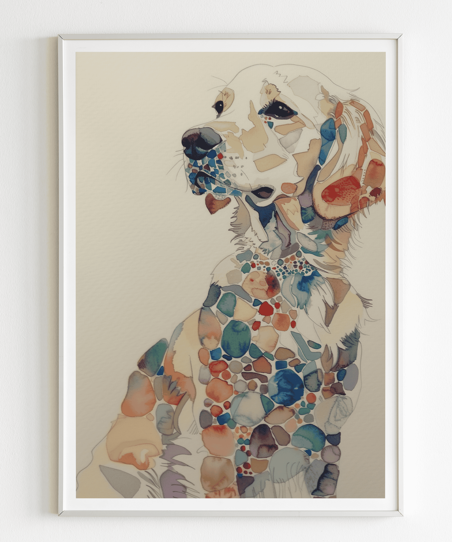 a2950 ポスター アートポスター 絵画 プリントポスター 水彩風 水彩画 カラフル ストーン 犬   ゴールデン・レトリーバー